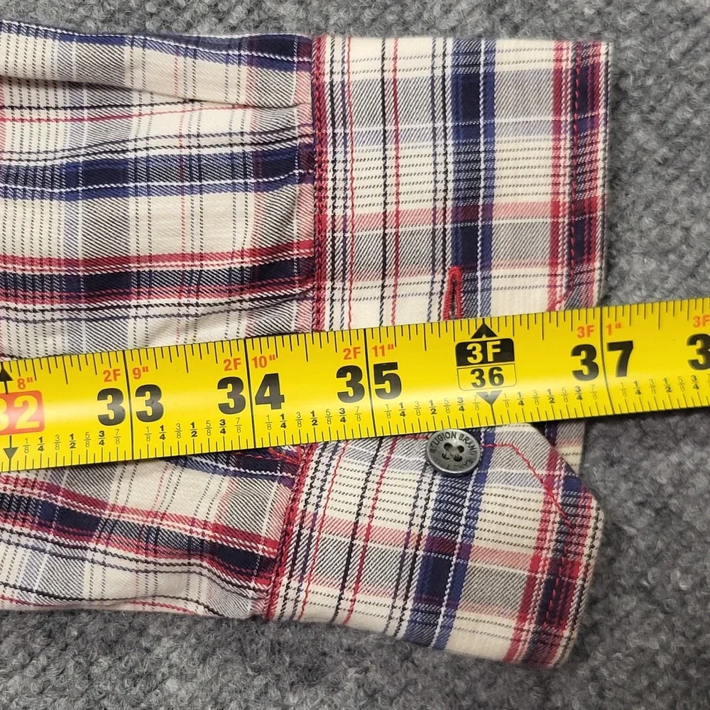 True Religion Men's Multicolor Plaid Long Sleeve Western Snap T-Shirt Size XXL